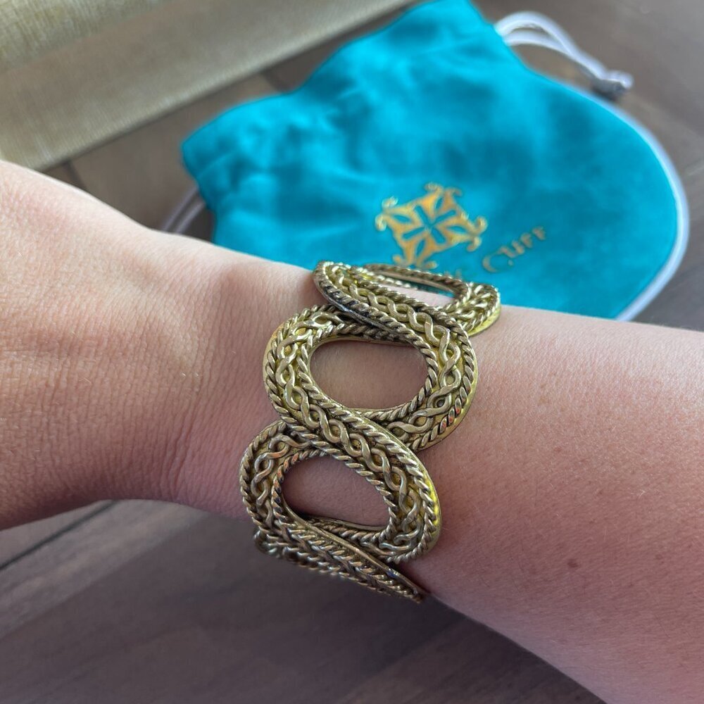 Rustic Cuff Gold Tone Cuff, Flexible, Includes Pouch, Casual, Comfortable, - Picture 3 of 16